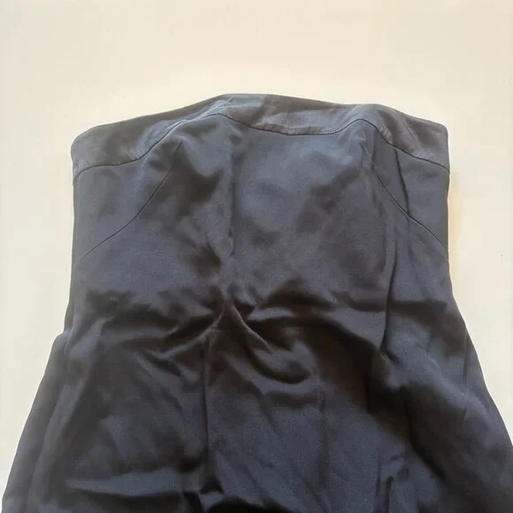 Escada Silk Strapless Black Back Bow Pleated Laser Cut out Prom Dance Wedding - Picture 2 of 11